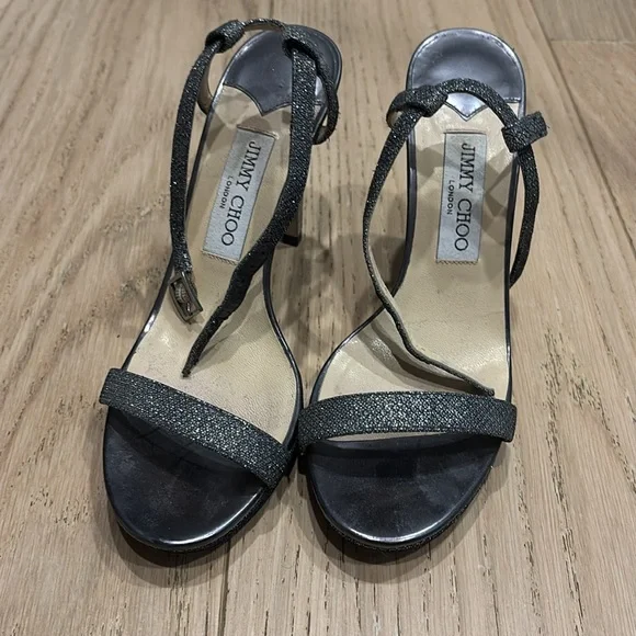 Jimmy Choo Black Stiletto Heels with Ankle Strap - Picture 2 of 4